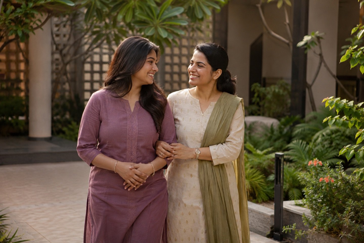 Indian woman receiving compassionate support during her care journey