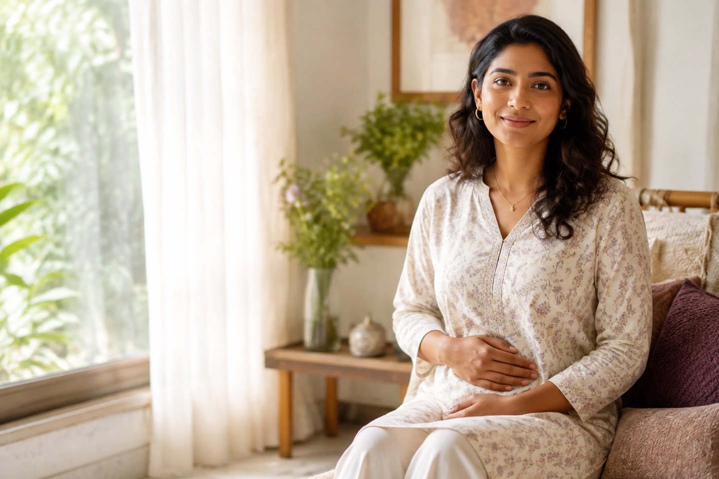 Indian woman feeling hopeful while managing endometriosis